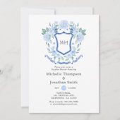 Floral Monogram Crest Couples Shower Kaart (Voorkant)