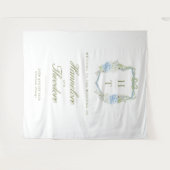 Floral Monogram Crest Wedding Backdrop Tapestry Wandkleed (Voorkant (horizontaal))