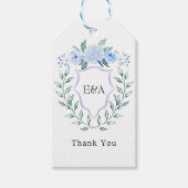 Floral Monogram Crest Wedding Cadeaulabel (Voorkant)