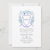 Floral Monogram Crest Wedding Kaart (Voorkant)