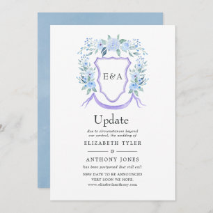 Floral Monogram Crest Wedding Update Kaart