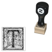 Floral Monogram  decoratieve letter T Rubberstempel (Gestempeld)