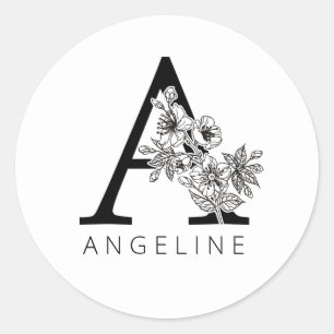 Floral Monogram Een Sakura Kersenbloesem Ronde Sticker