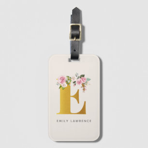 Floral Monogram Elegant gepersonaliseerd Bagagelabel