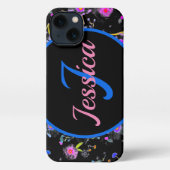 Floral Monogram Elegant iPhone Hoesje (Achterkant)