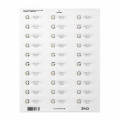 Floral Monogram G Black Gold Flora Etiket (Full Sheet)