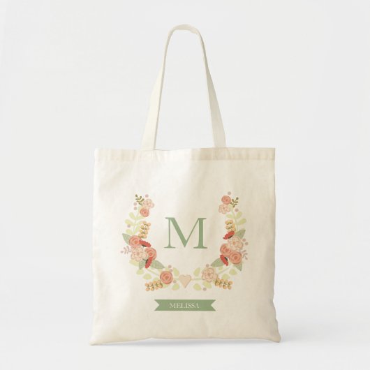 Floral Monogram gepersonaliseerd tas (Voorkant)