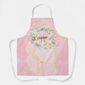 Floral Monogram Gold Script Roze Geode Agate Schort (Voorkant)
