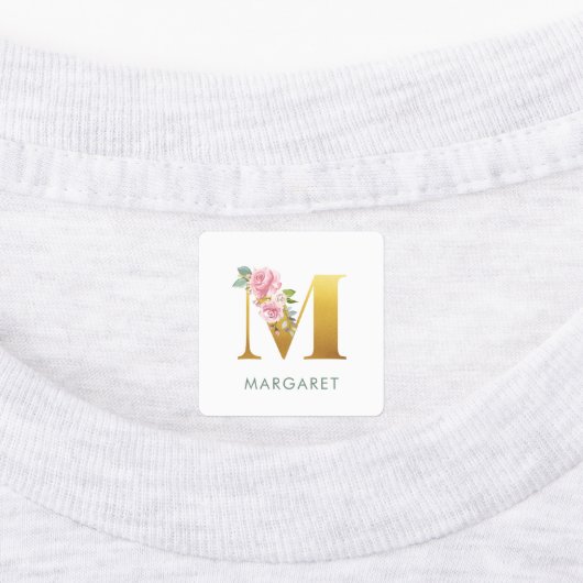 Floral monogram, Greenery Iron on Clothing Labels (Aangebracht)