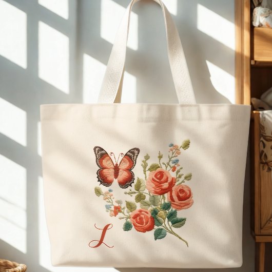 Floral Monogram Grote Tote Bag