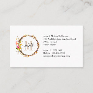 Floral Monogram Herfst Visitekaartje