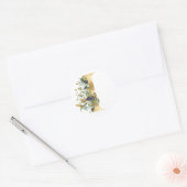 Floral monogram in gouden Classic Round Sticker (Envelop)