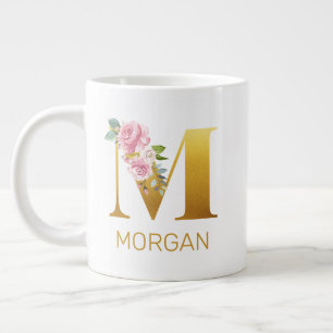 Floral Monogram Initiaal Botanisch Aangepast Extra Grote Beker