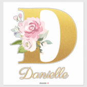 Floral Monogram Initiaal Letter D Aangepaste naam Sticker (Vel)