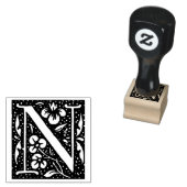 Floral Monogram initiaal letter N Rubberstempel (Gestempeld)