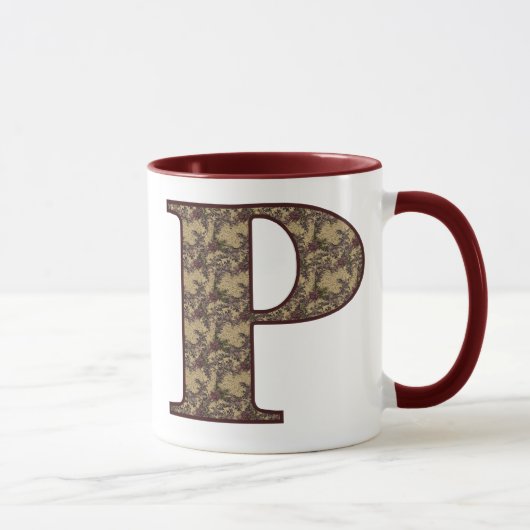 Floral Monogram Initiaal P Elegant Mok (Rechts)