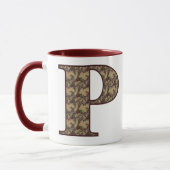 Floral Monogram Initiaal P Elegant Mok (Links)