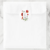 Floral Monogram Initiaal Stickers Red Poppy Flower (Tas)