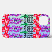 Floral Monogram iPhone 13 Hoesje, Blauwe achtergro Case-Mate iPhone Case (Achterkant (horizontaal))