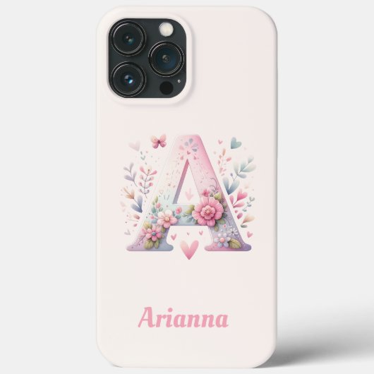 Floral Monogram iPhone 13 Pro Max Coque (Verso)