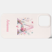 Floral Monogram iPhone 13 Pro Max Coque (Verso (horizontal))