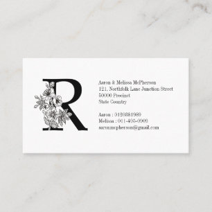 Floral Monogram J Sakura Cherry Blossom Visitekaartje