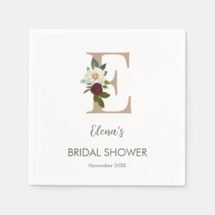 Floral Monogram Letter E Vrijgezellenfeest Servet