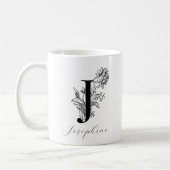  Floral Monogram Letter J Name Coffee Mok (Links)