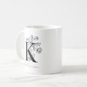 Floral Monogram Letter K Naam Koffie Mok (Voorkant links)