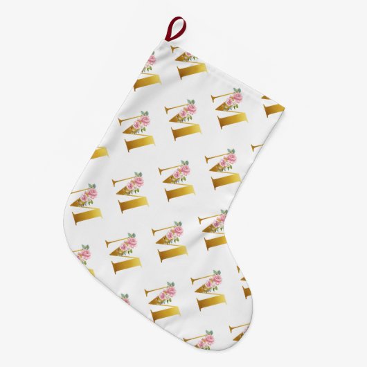 Floral Monogram Letter M Botanical Grote Kerstsok (Voorkant (Hangend))