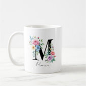  Floral Monogram – Letter M Koffiemok (Links)