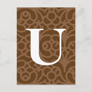 Floral Monogram - letter U Briefkaart