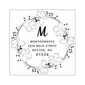 Floral Monogram Modern Script Retouradres Rubberstempel (Afrduk)