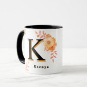 Floral Monogram Mug – Elegant Letter K Coffee Cup (Devant gauche)