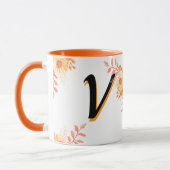Floral Monogram Mug –Elegant Letter V-writ u name (Gauche)