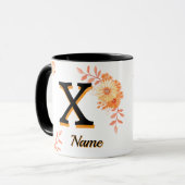 Floral Monogram Mug –Elegant Letter X-writ u name" Mok (Voorkant links)