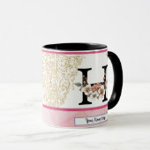 Floral Monogram Mug – Letter H Personalized Gift (Devant droit)