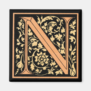 Floral Monogram "N" - Magnet Magneet