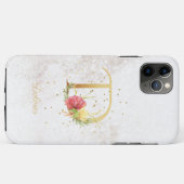 Floral Monogram naam Initiaal D letter personalise Case-Mate iPhone Case (Achterkant (horizontaal))
