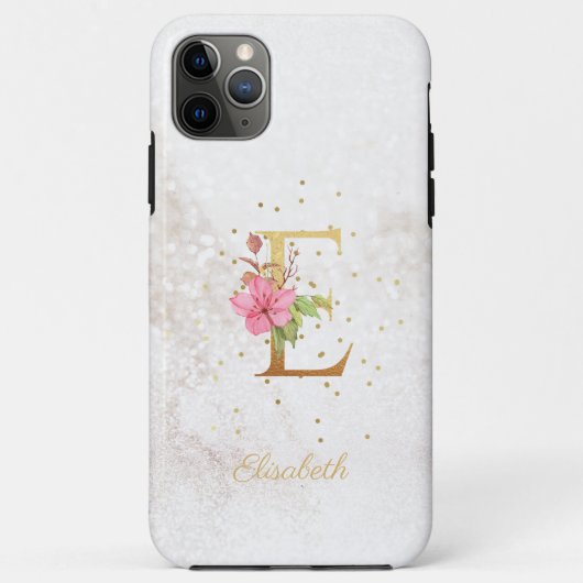 Floral Monogram Naam Initiaal E Letter Personalise Case-Mate iPhone Case (Achterkant)