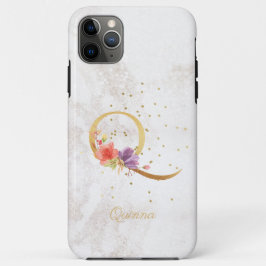Floral Monogram Naam Initiaal Q Letter Personalise iPhone 11 Pro Max Hoesje