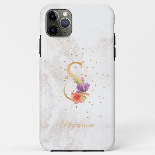 Floral Monogram Naam Initiaal S Letter Personalise Case-Mate iPhone Case (Achterkant)