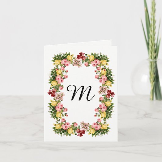 Floral Monogram Notitiekaartje (Voorkant)