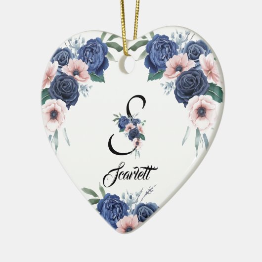 Floral Monogram op maat Keramisch Ornament (Links)