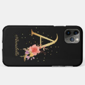 Floral Monogram Personaliseer Naam Initiaal A Lett Case-Mate iPhone Case (Achterkant (horizontaal))