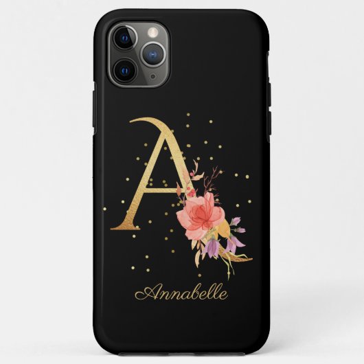 Floral Monogram Personaliseer Naam Initiaal A Lett Case-Mate iPhone Case (Achterkant)