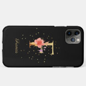 Floral Monogram Personaliseer Naam Initiaal F Lett Case-Mate iPhone Case (Achterkant (horizontaal))