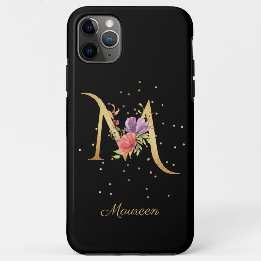 Floral Monogram Personaliseer Naam Initiaal M Lett Case-Mate iPhone Case (Achterkant)