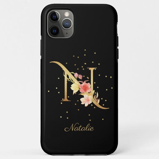 Floral Monogram Personaliseer Naam Initiaal N Lett Case-Mate iPhone Case (Achterkant)