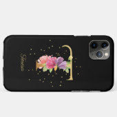 Floral Monogram Personaliseer Naam Initiaal T Lett Case-Mate iPhone Case (Achterkant (horizontaal))